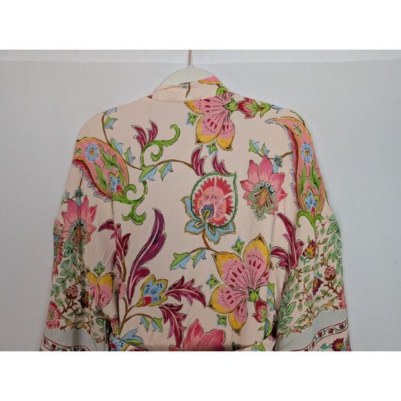 EMILY IN PARIS Zara BLOGGER FAV S Floral Boho Multicolor Belt Kimono Robe Dress - Picture 14 of 16